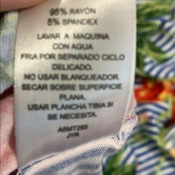 Allison Brittney Floral & Striped Blouse With Flared Sleeves Womens L‎ - Picture 9 of 9